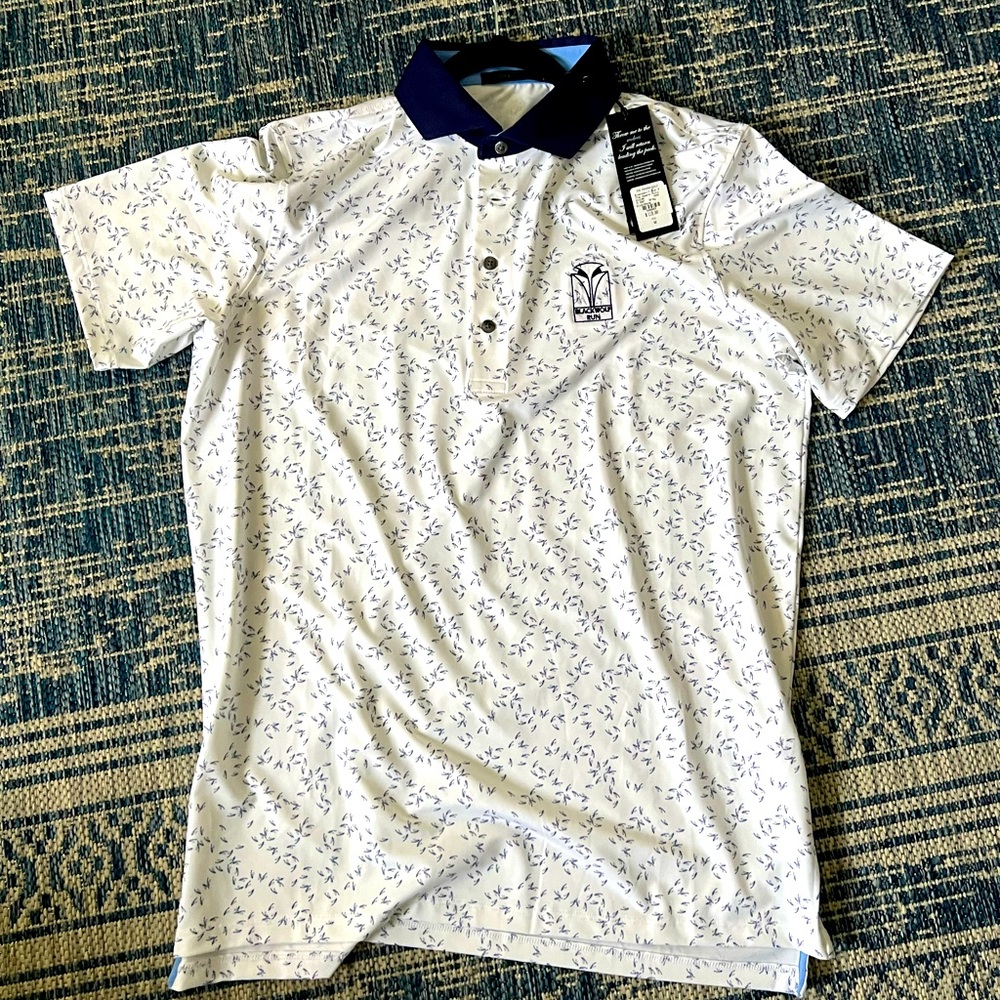 Greyson Swarm Polo. Limited edition - blackwolf run - Sisze M - white/blue - NWT